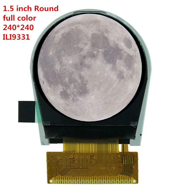 

Circle color LCD 1.5 inch TFT display screen panel ILI9331 drive QVGA MCU 8080 8/9/16/18 bit240x240 resolution Weld Solder type