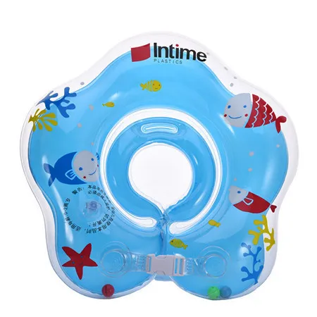 Летняя мода Intime бренд плавательный круг для детей двойная независимая подушка безопасности структура надувной плавательный круг шеи кольцо - Цвет: blue