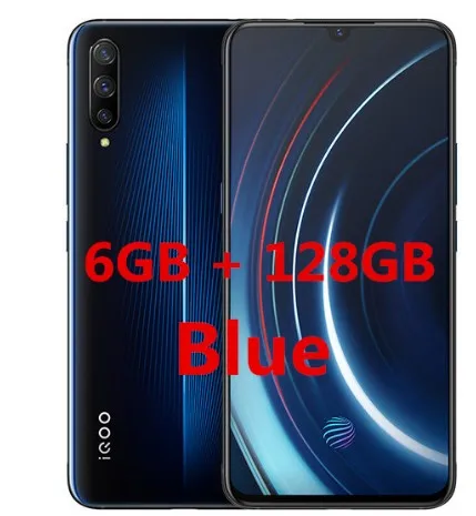 Официальный vivo celular iQOO мобильный телефон Android 9 Snapdragon 855 NFC type-C 4000mAh 44W быстрая зарядка крутой 4D игровой мобильный телефон - Цвет: 6GB  128GB blue