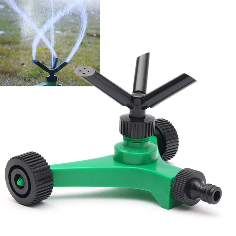 

Three-fork Rotary Sprinkler With Wheels 360 Degree Rotary Adjustable Nozzle Sprinkler Garden Watering ABS Irrigation Sprinkler