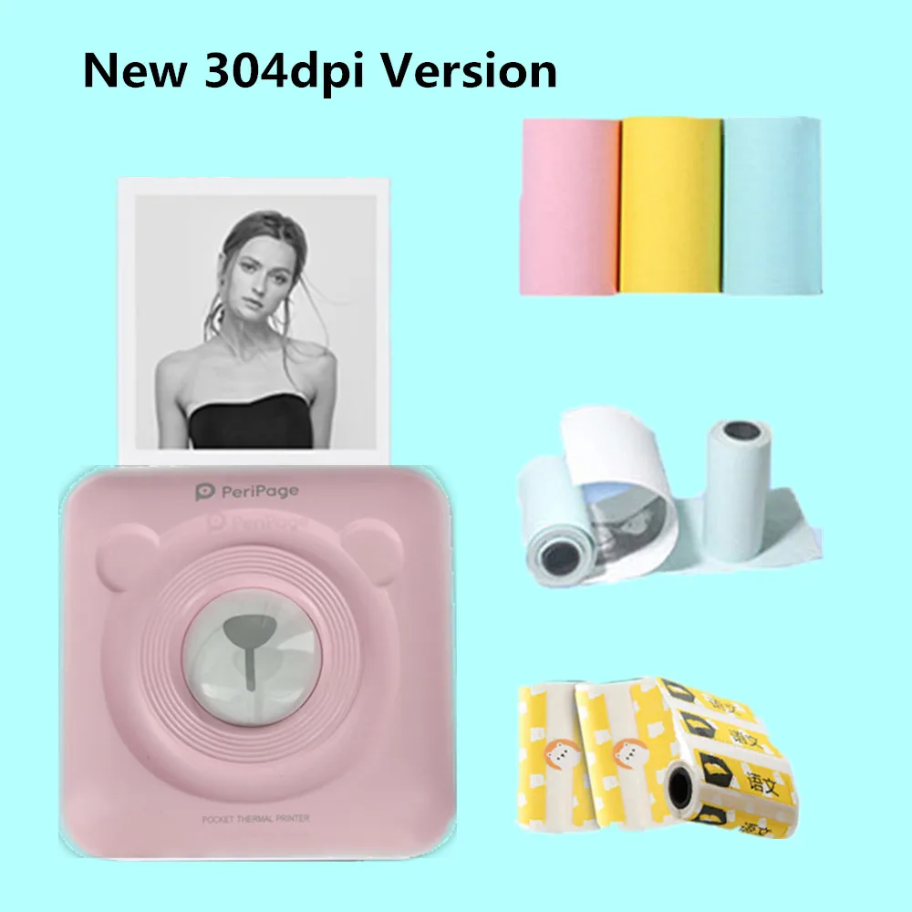 Peripage A6 Mini Photo Printer Thermal Printer 203dpi 304dpi Options Mobile Phone Inkless Wireless Printer Paper Protection Case mini inkless printer