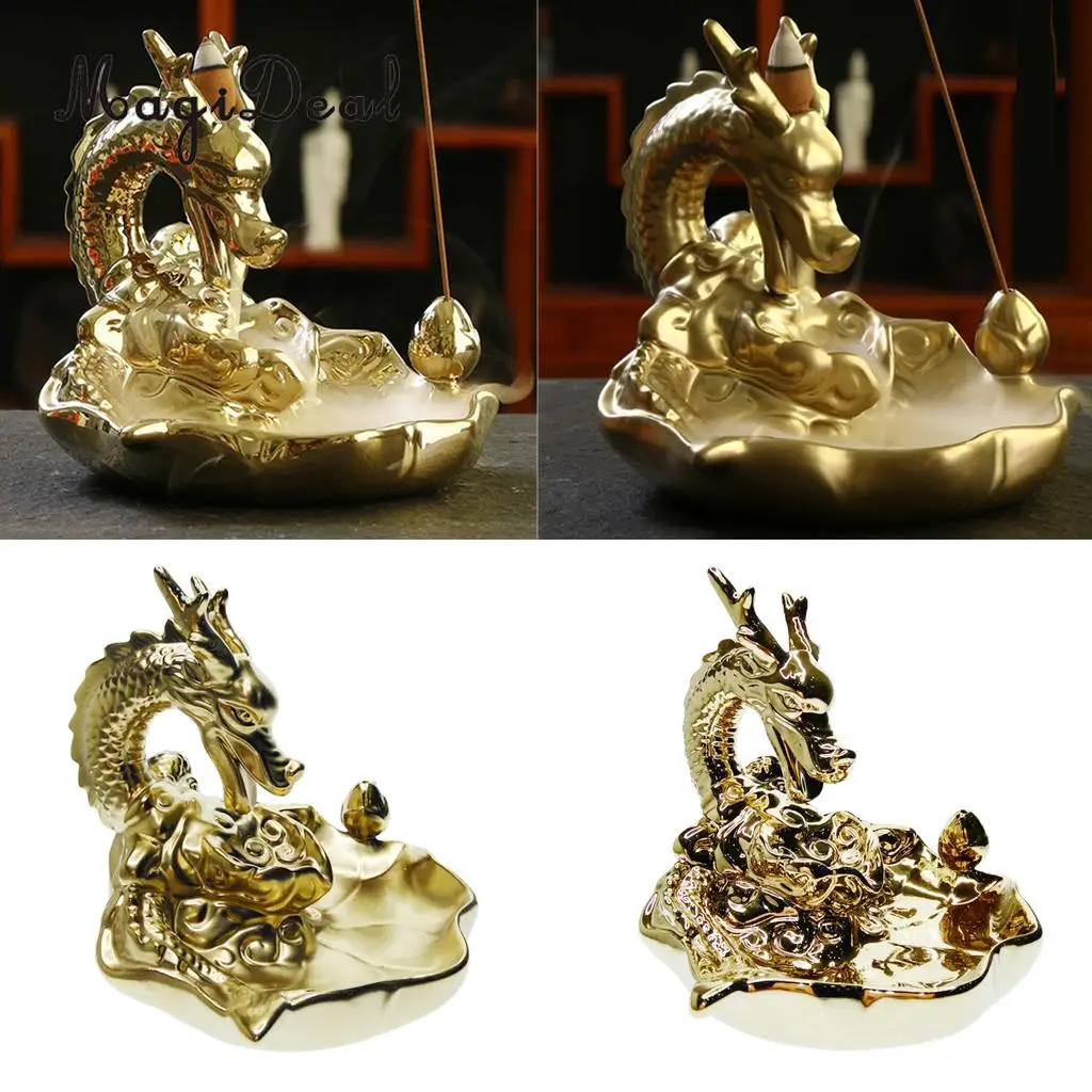 Traditional Chinese Dragon Incense Holder Porcelain Backflow Incense Burner Smoke Tower Incense Burners