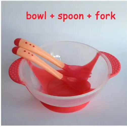 

3Pcsset baby food Baby Feeding Bowls dishes Dinnerware Set Baby Tableware Dinnerware Suction Bowl with Temperature Sensing Spoon