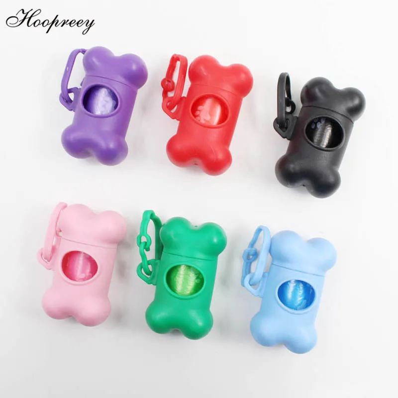 

1PC Bone Shape Dog Poop Dispenser Box Case and 1 Roll Printed Pet Waste Bags Pooper Scooper Dog Bags Pet Products Eco-Friendly