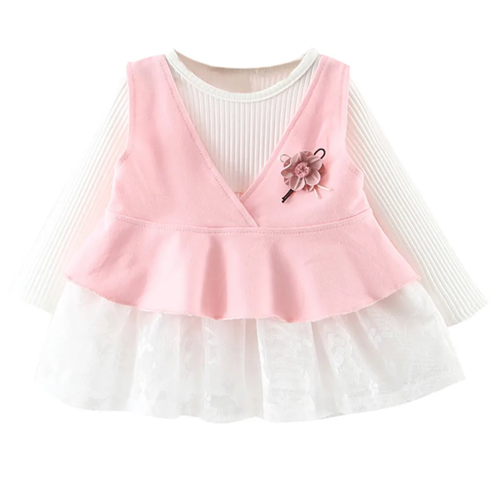 

Toddler Girl Clothes Baby Clothes Girl Long Sleeve Solid Clothes Party Princess Dress Baby Girl Clothes Vetement Bebes Fille
