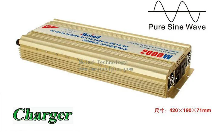 

Meind@ High Quality Pure Sine Wave Built-In Charger DC 24V to AC 220V Continuous 2000W Peak 4000 Watt Power Inverter