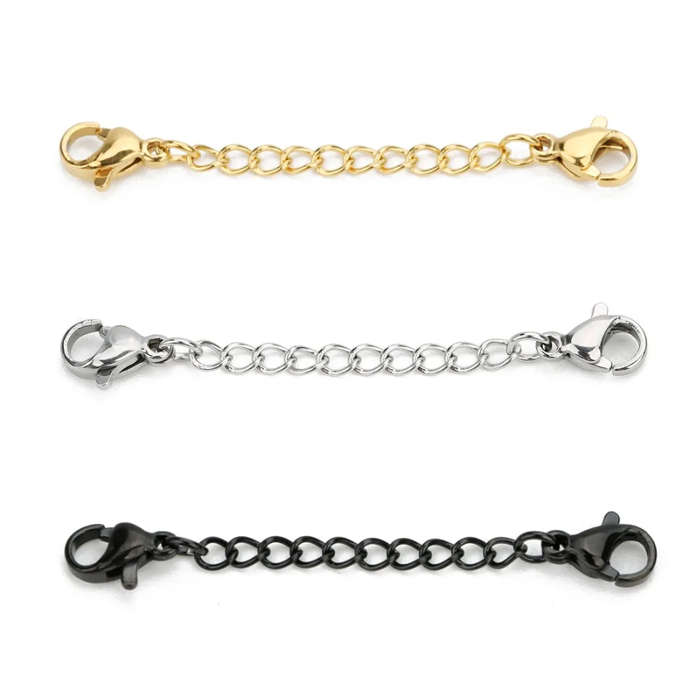 5pcs Link Chain End Fastener Clasps Adjustable Chains With Stainless Steel Lobster Clasps