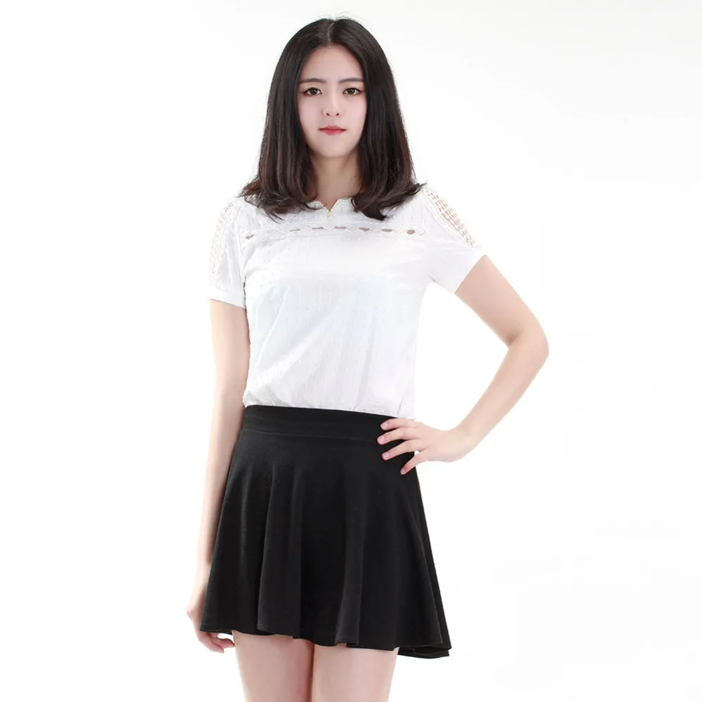 

spring summer fashion women v-neck chiffon blouse plus size Solid backing shirts