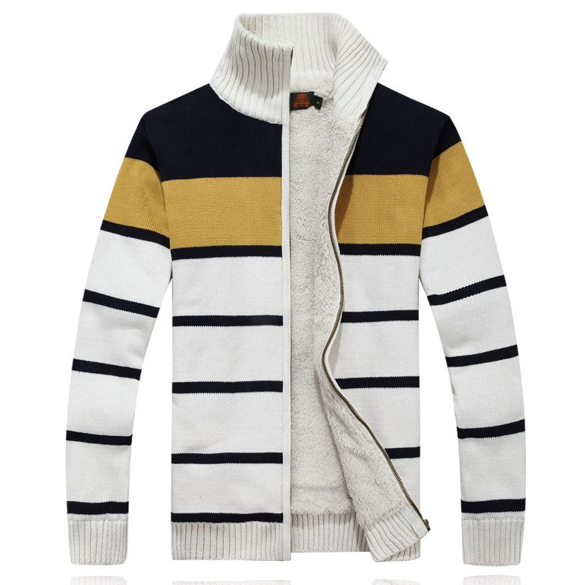 

2018 Striped Style Thicken Winter Warm Wool Liner afs jeep Sweater Coat Outwear Fashion Men's Winter Clothing Cardigan 99