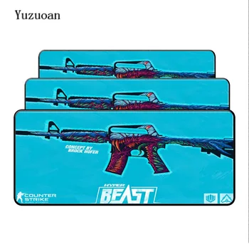 

Yuzuoan Free Shipping Printing Edge Rubber Mat to go Counter Strike Cs MICE DIY Design computer Large mouse pad Gun Mouse Mat