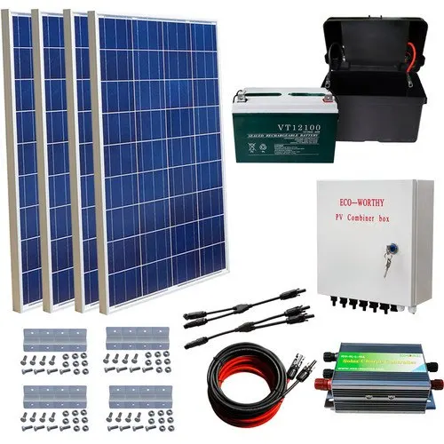 

400W off Grid Solar Kit 4x 100W Solar Panel + 100AH Battery + Solar Combiner Box