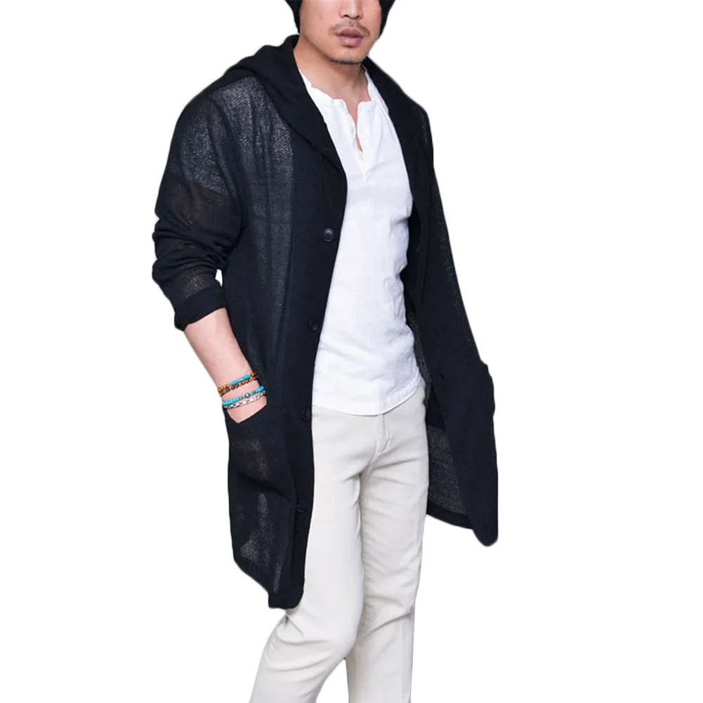 Cardigans Men Long Pull Cardigan Long Sleeve Knitting
