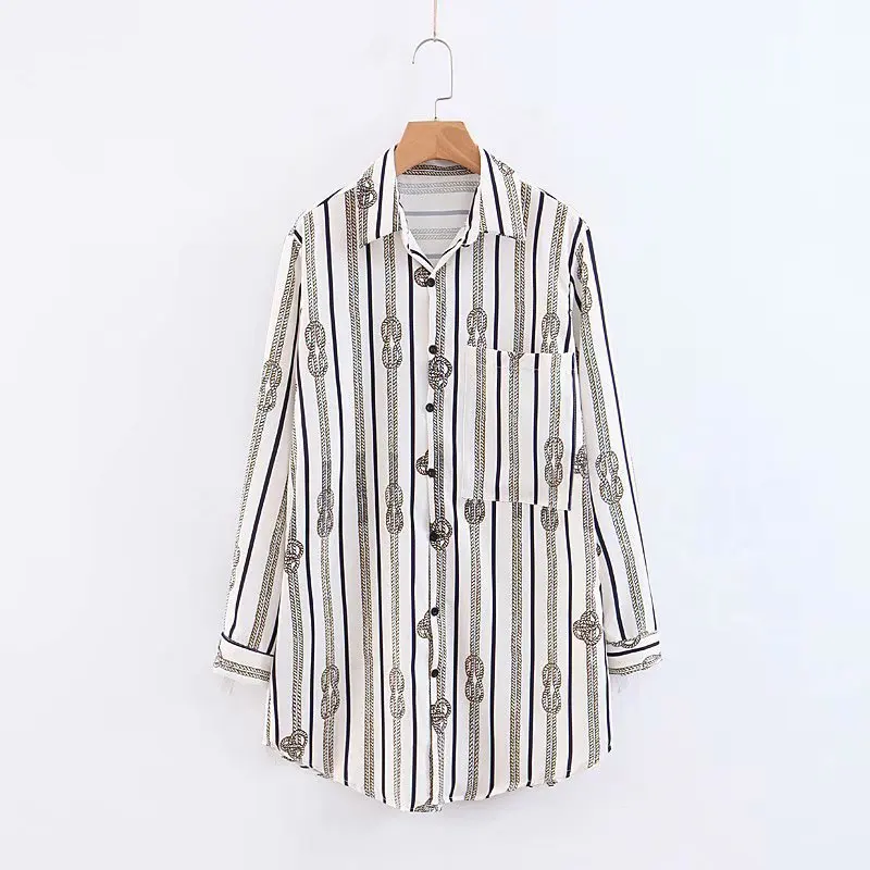 

Popular new The European and American fashion stripe printed shirt XZ45-1926