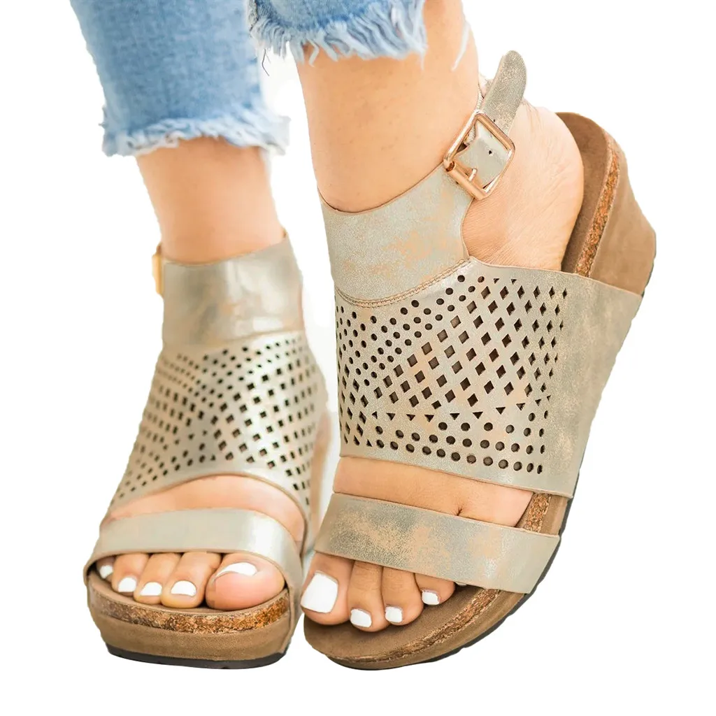 

SAGACE Women's Ladies Fashion Open Toe Platform Wedges Hollow Out Sandals Roman Shoes Women Sandals Ladies Shoes Sexy Outside