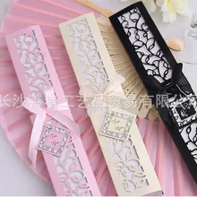 120 шт/партия Роскошный шелковый ручной вентилятор элегантная подарочная упаковка для свадебной вечеринки подарок Вечерние