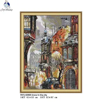 

Joy sunday Snow in the City Canvas DMC 11ct 14ct Counted Chinese Cross Stitch Kits Printed for Embroidery Home Decor
