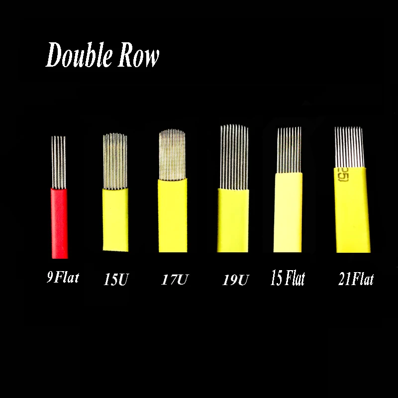 

100 Double Row 9/15/17u/19u/21u Microblading Needle for Permanent Makeup Lamina Double Eyebrow Tattoo Needles for Manual Pen