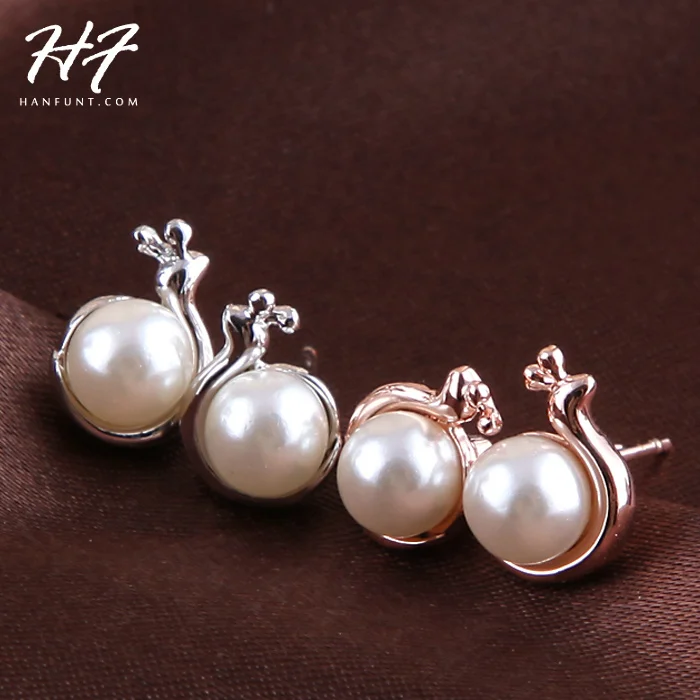 Buy E263 Imitation Pearl Earring Rose Gold Color Stud