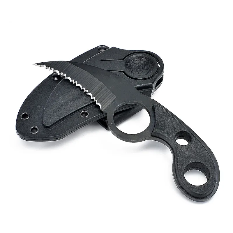 HS инструменты зубчатые карманные Боуи Karambit нож Открытый Кемпинг Медведь коготь с прохладной оболочкой режущий инструмент - Цвет: Черный