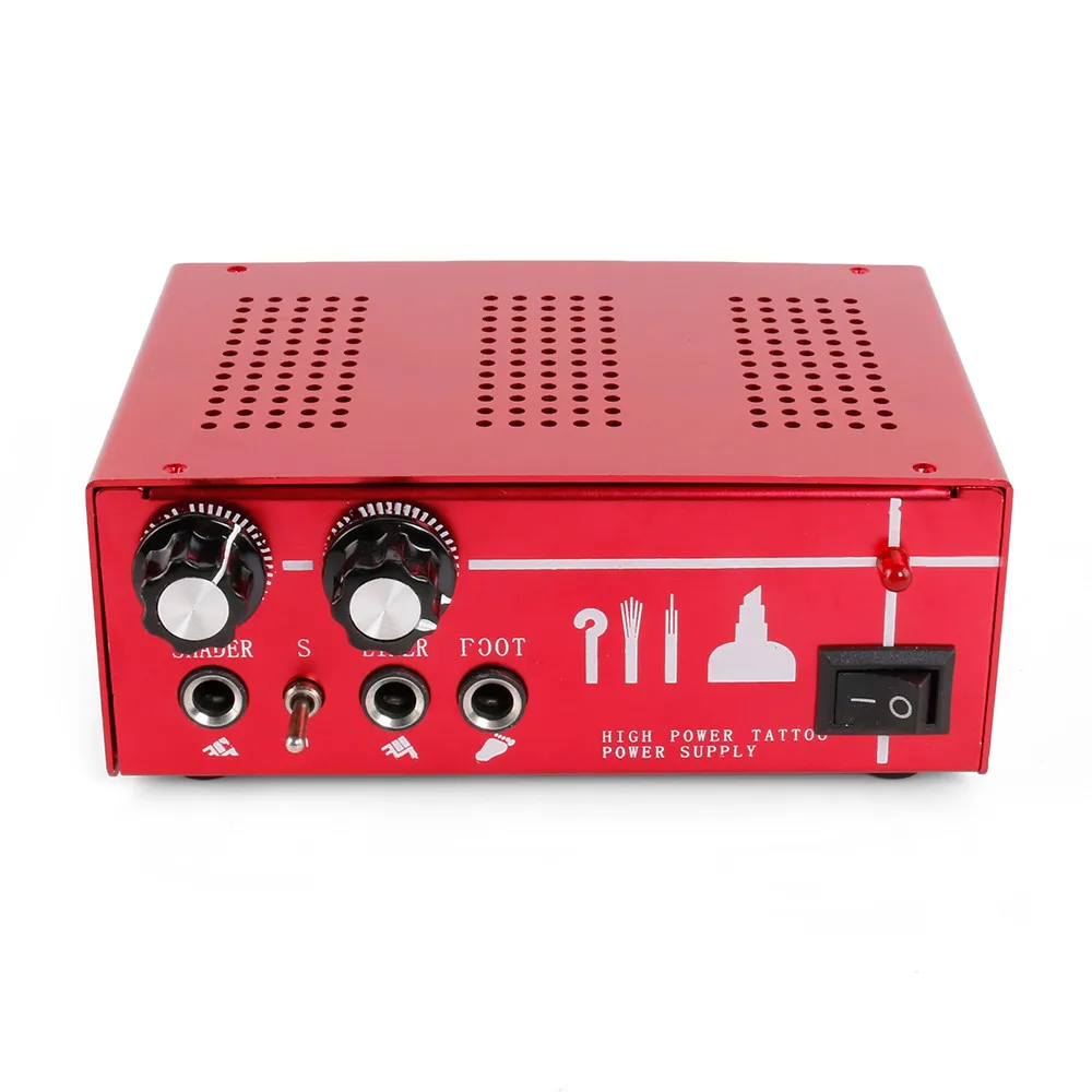 

1Pcs New Red Professional Aluminum Alloy Double Output Digital Tattoo Power Supply for Permanent Makeup Tattoo Machine Kits