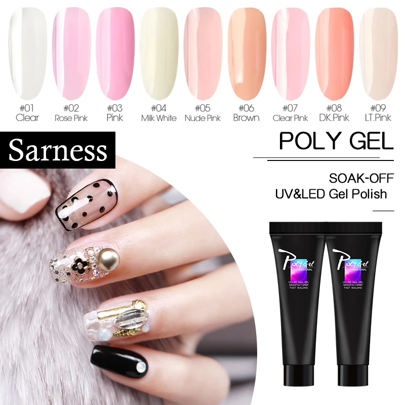 

Sarness Poly Gel Quick Building Polygel Crystal Soak Off Polygel Nail Extension Slip Solution Jelly Hard Builder Gel Acrylic