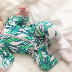 Одежда для маленьких мальчиков комбинезон для новорожденного хлопковый листья бамбука с длинными рукавами для малышей для маленьких
