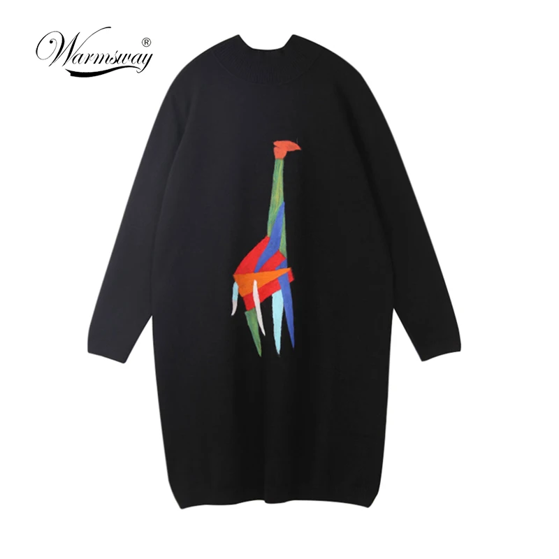 Brand New Autumn Winter Women Fashion Soft Contrast Patchwork Giraffe Flock Sweater Loose Personality Warm Sweater C-104