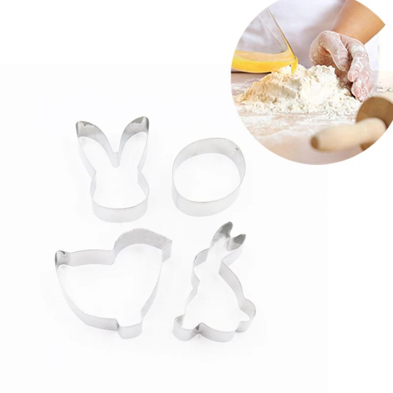 

1PCS Happy Easter Rabbit Biscuit Cookie Mold Stainless Steel Easter Eggs 3D Cookie Cutter Baking decorations for Home Drop