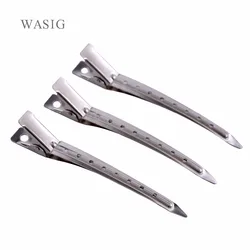 10 pcs Stainless Steel Hair Clips Make-up Hairpins with Holes Hair Extension Section Snap Wig Clamps 9.0cm