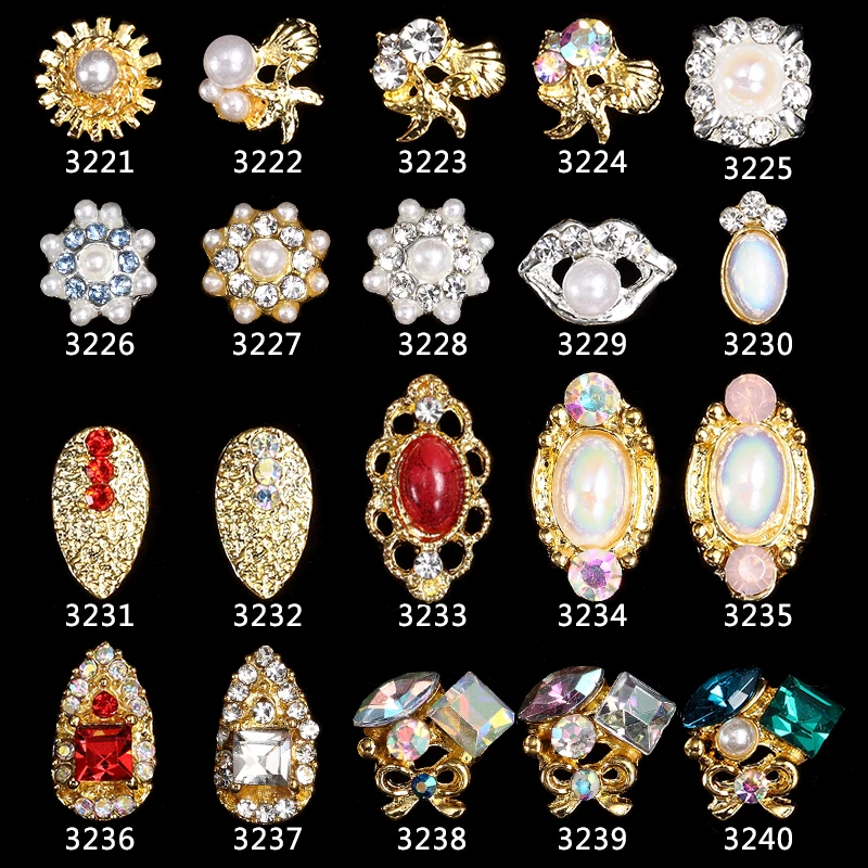 

100PCS 3221-3240new Alloy 3D Nail Art Stickers shell starfish tassel pendant jewelry Glitter nail gel tools nail DIY Rhinestone