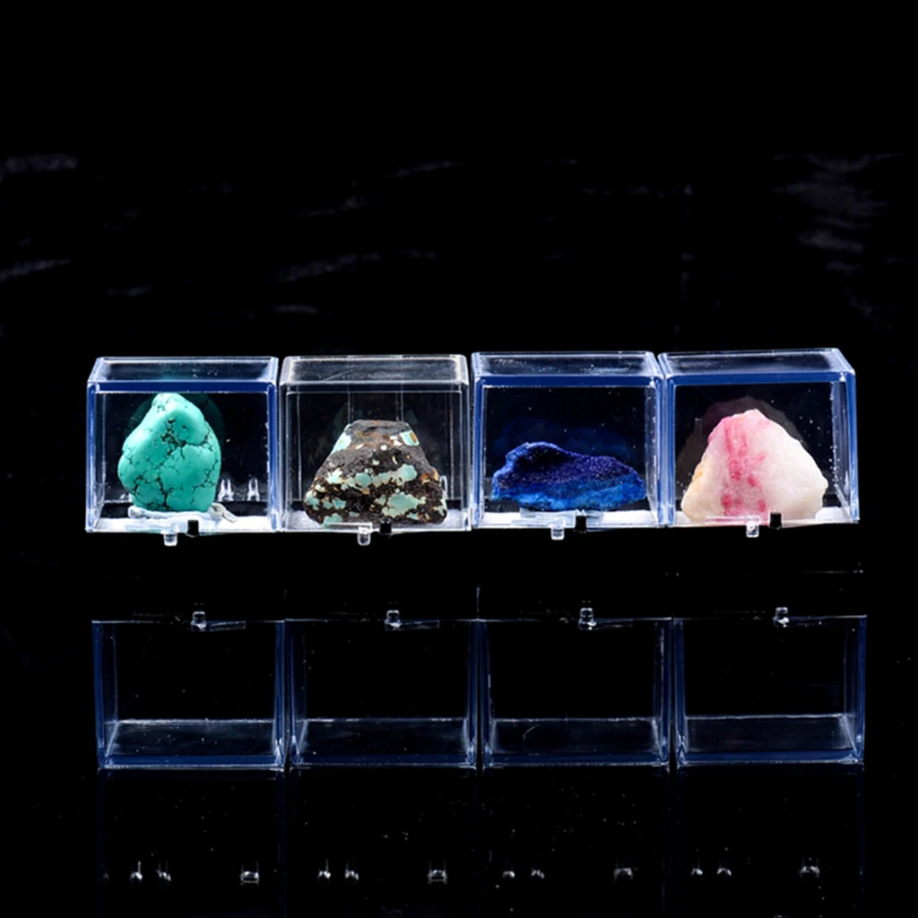 6.5x6.5x7cm Transparent Dustproof Display Case with Balck Base For Rock & Mineral Collection