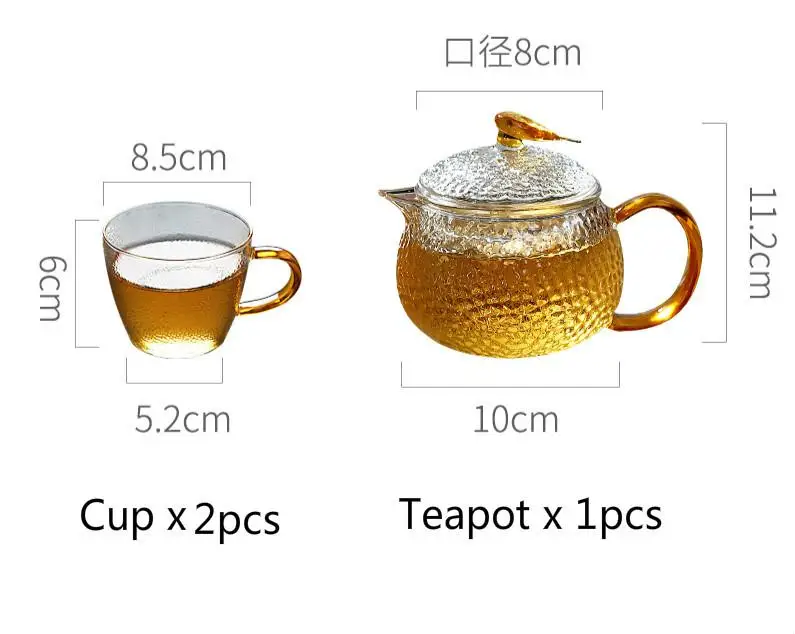 Стеклянный высокотемпературный чайник устойчивый чайник маленький бытовой кунг-фу чай термостойкий китайский чайник черный чай Специальный чайный набор - Цвет: A