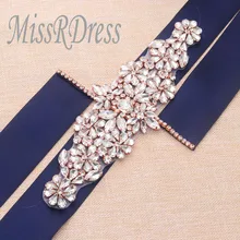 MissRDress свадебный пояс со стразами пояс невесты розовое золото со стразами для невесты платье лента для свадьбы аксессуары JK838