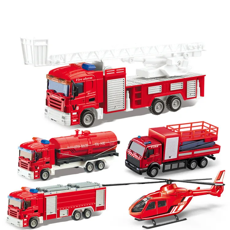 

Five Kind of Alloy Children Fire Truck Toys Die-casting Inertial Pull-back Pressure Aircraft and Automobile Toy Simulation Model