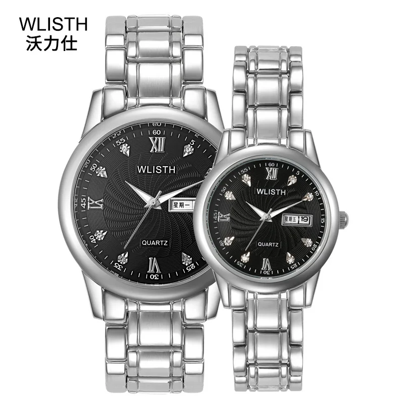 

2019 Top Brand Steel Belt Calendar Waterproof Fashion Quartz Watch Couple Table Couple Gift Couple Lover Watches Unique