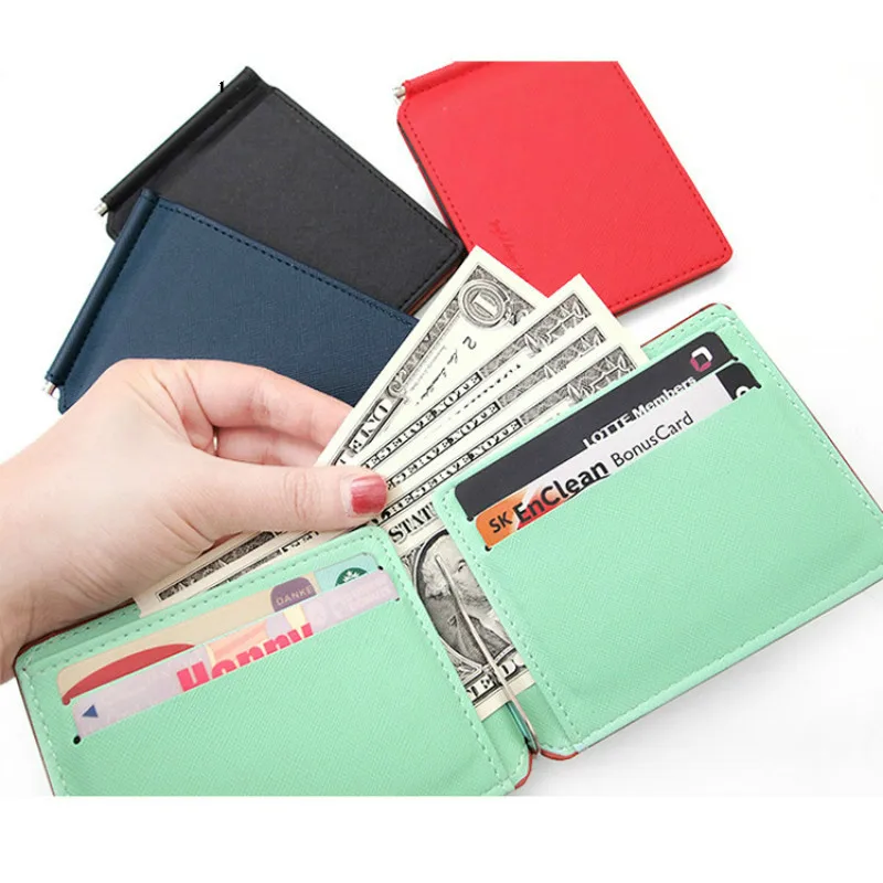 

Quality Money Clip Short Magic Wallets Men Pu Leather Clamp Dollar Holder Famous Brand Male Metal Luxury Business !
