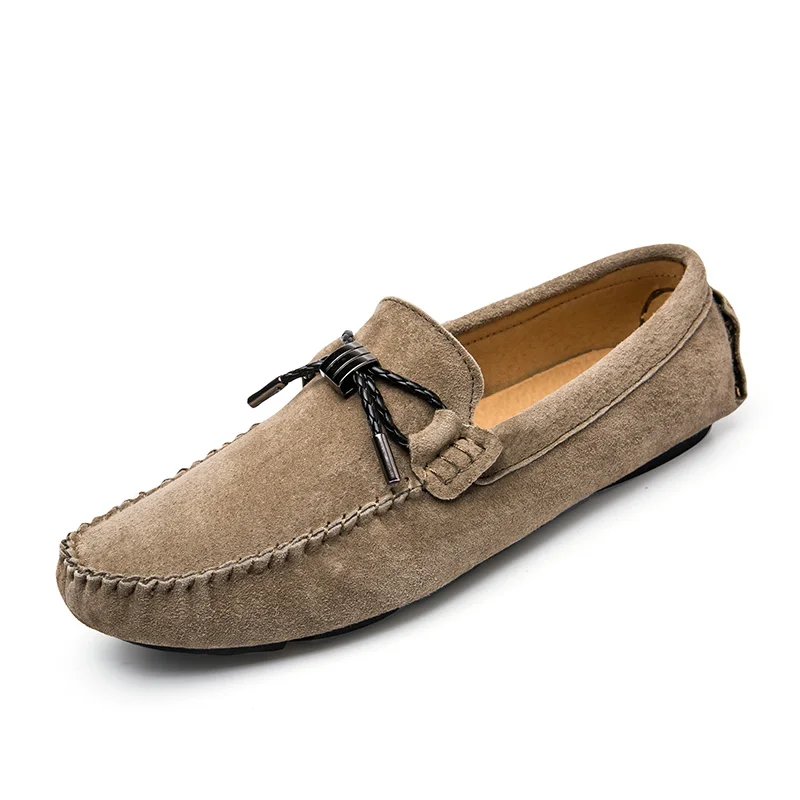 Мужские мокасины с бахромой GOXPACER черные повседневные туфли из натуральной кожи