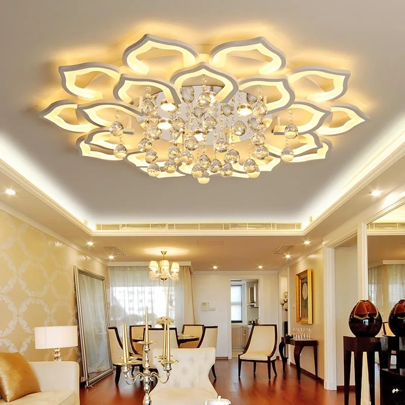  Creative Lotus Acrylic Crystal LED Ceiling Lights Living room bedroom study dining room ceiling lam - 32966069612