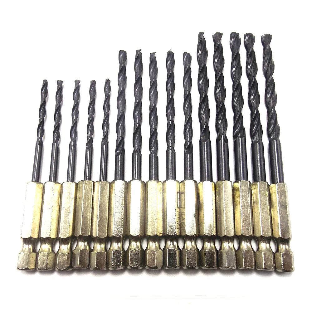 1.5-6.5mm Tungsten Carbide Twist Drill Bits Power Tools High Speed Steel HSS Titanium Coated Drill Bit Set 1/4 Hex Shank