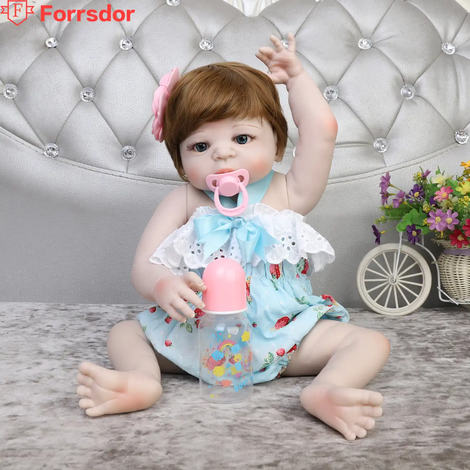 Forrsdor 55cmlifelike Soft Silicone In A Blue Sling Skirt Bebe Reborn Corpo De Silicone Inteiro Realista Special Birthday Gifts Dolls Aliexpress