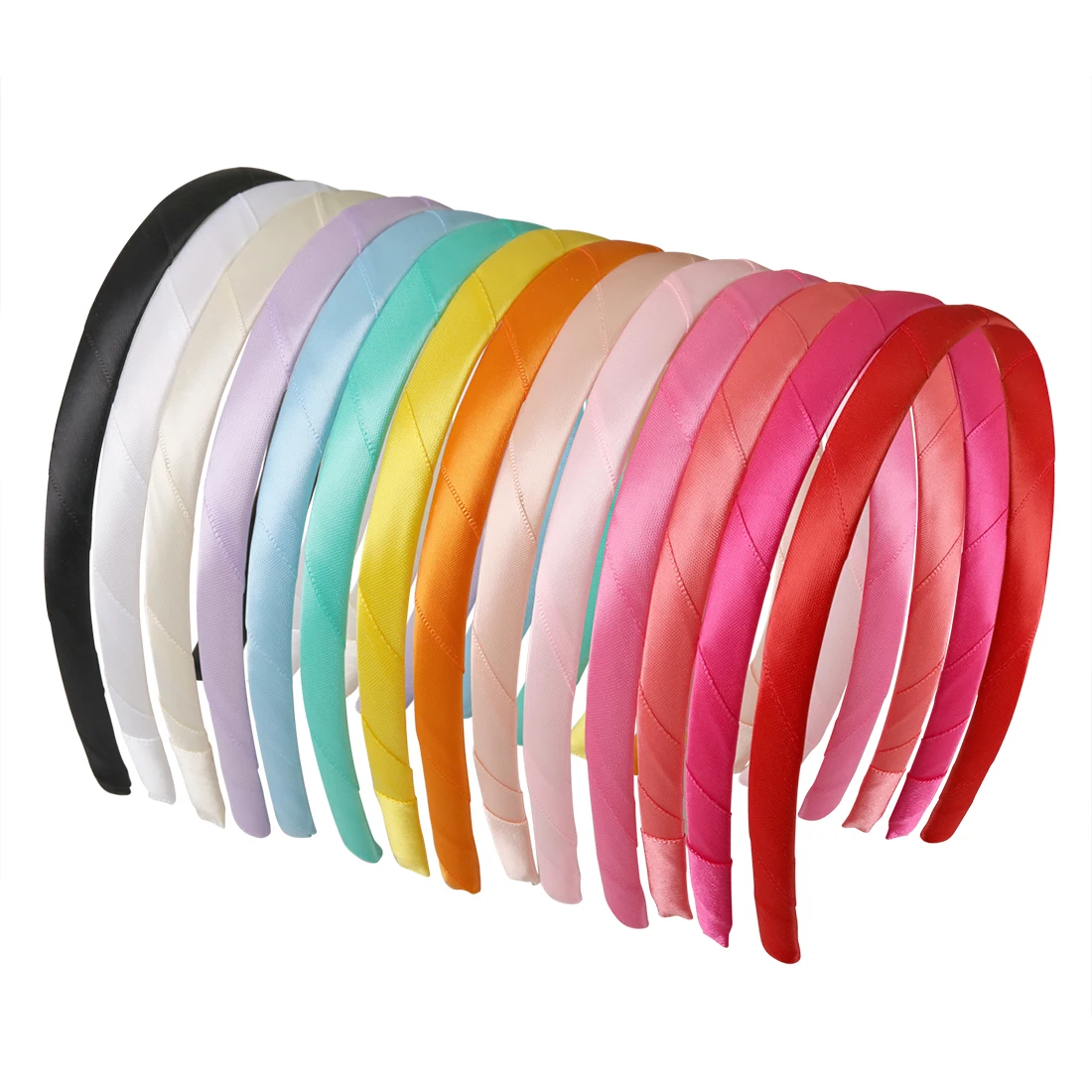 14pcs/lot Satin Ribbon Covered Hairbands Grosgrain Headband Kids Hair