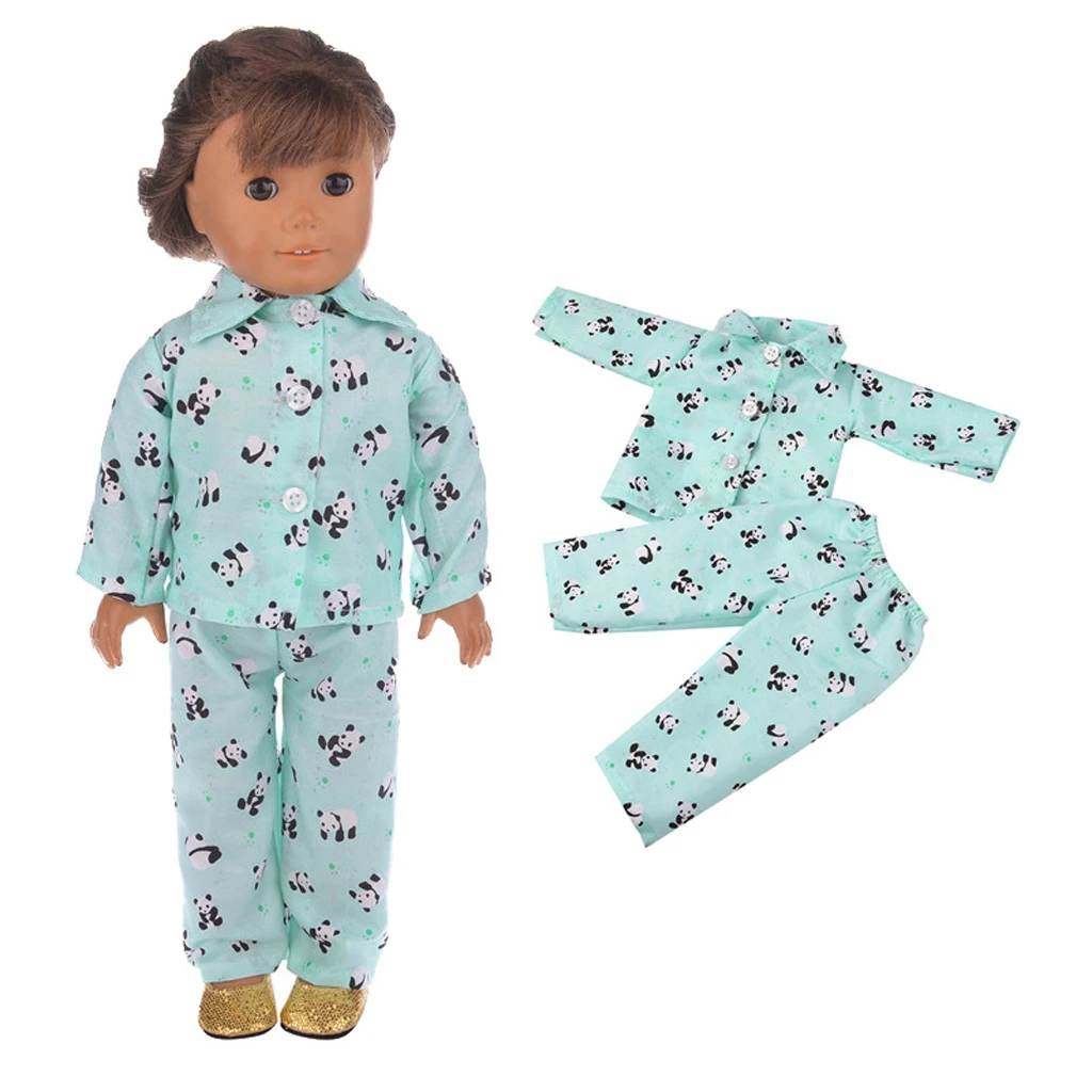 Fashion Adorable Doll Panda Pattern Sleepwear Outfit for 18'' Girls Dolls For Kids Children Pretend Toy