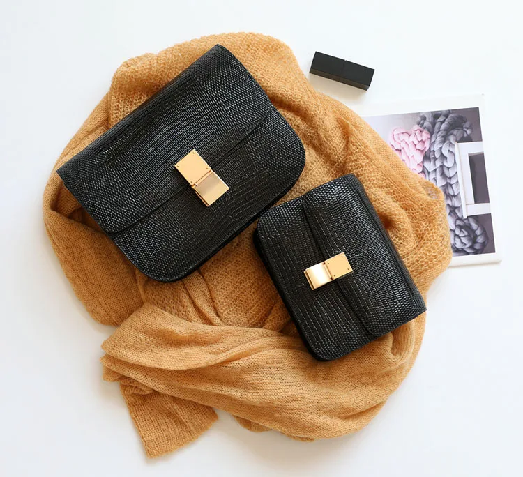 Роскошная Брендовая женская сумка классическая натуральная кожа тофу сумка дизайнерская сумка через плечо ящерица зерно сумка через плечо
