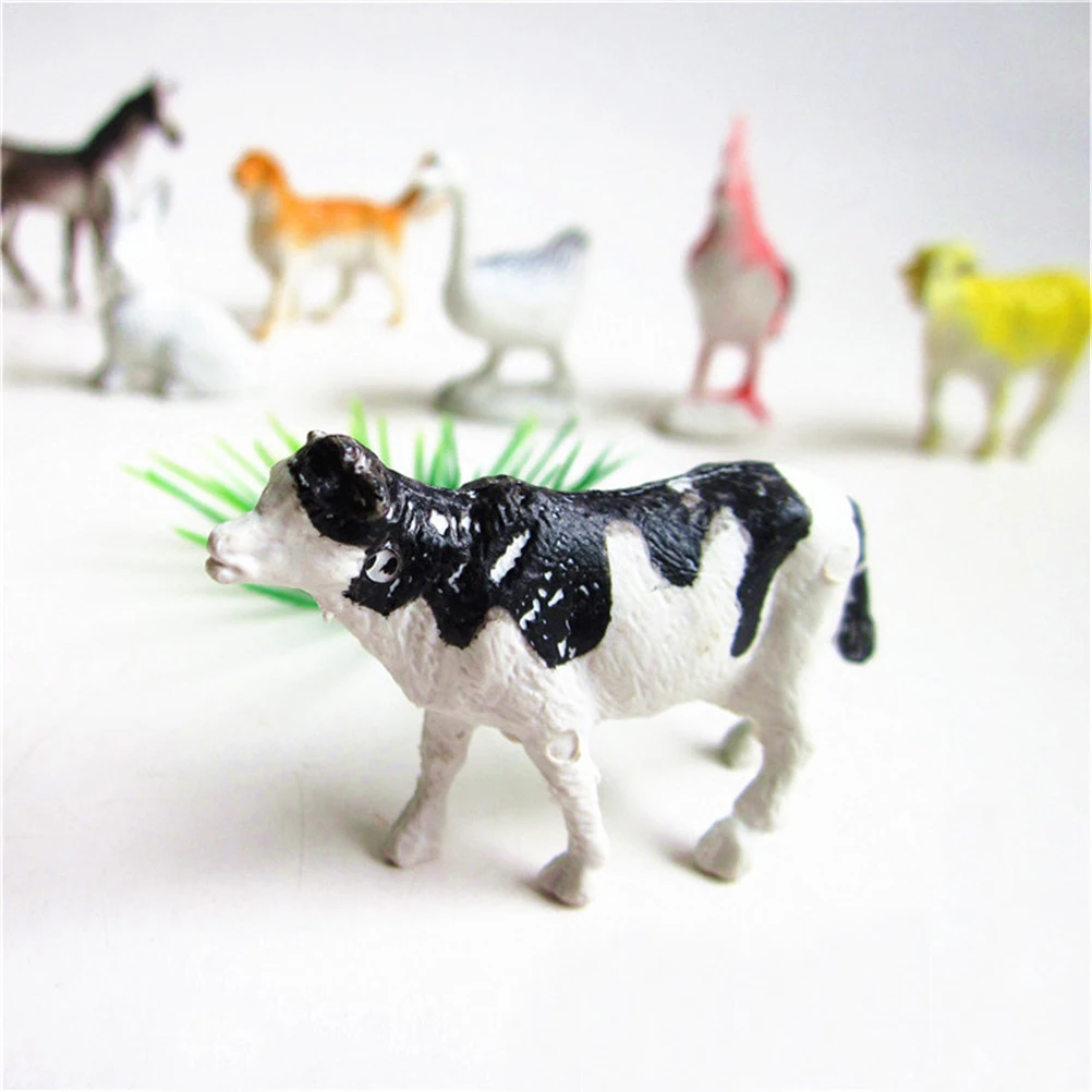 8 шт., маленькие пластиковые модели для моделирования, лошадь, кошка, собака, корова, свинья, овца, курица, утка, ферма, животные, фигурки, Набор фигурок, игрушки, Новинка