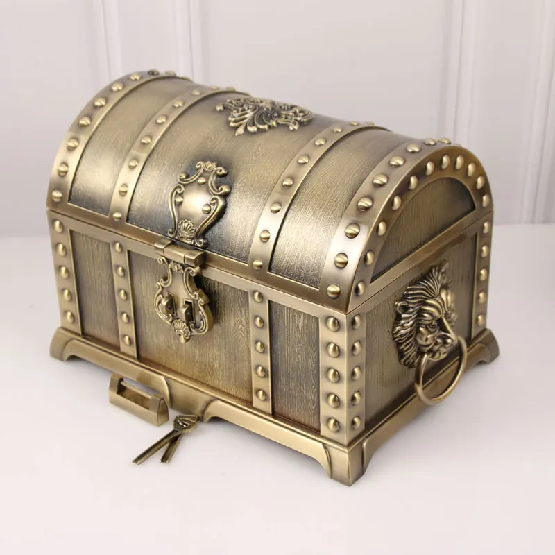 

Metal Extra Large Multi-layer Creative European Retro with Lock Treasure Box High-end Wedding Jewelry Storage Jewelry Collection