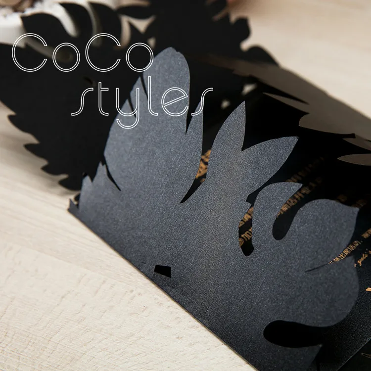  Cocostyles custom mysterious die cut envelope with gold foiling printing invitation card for busine - 32890546266