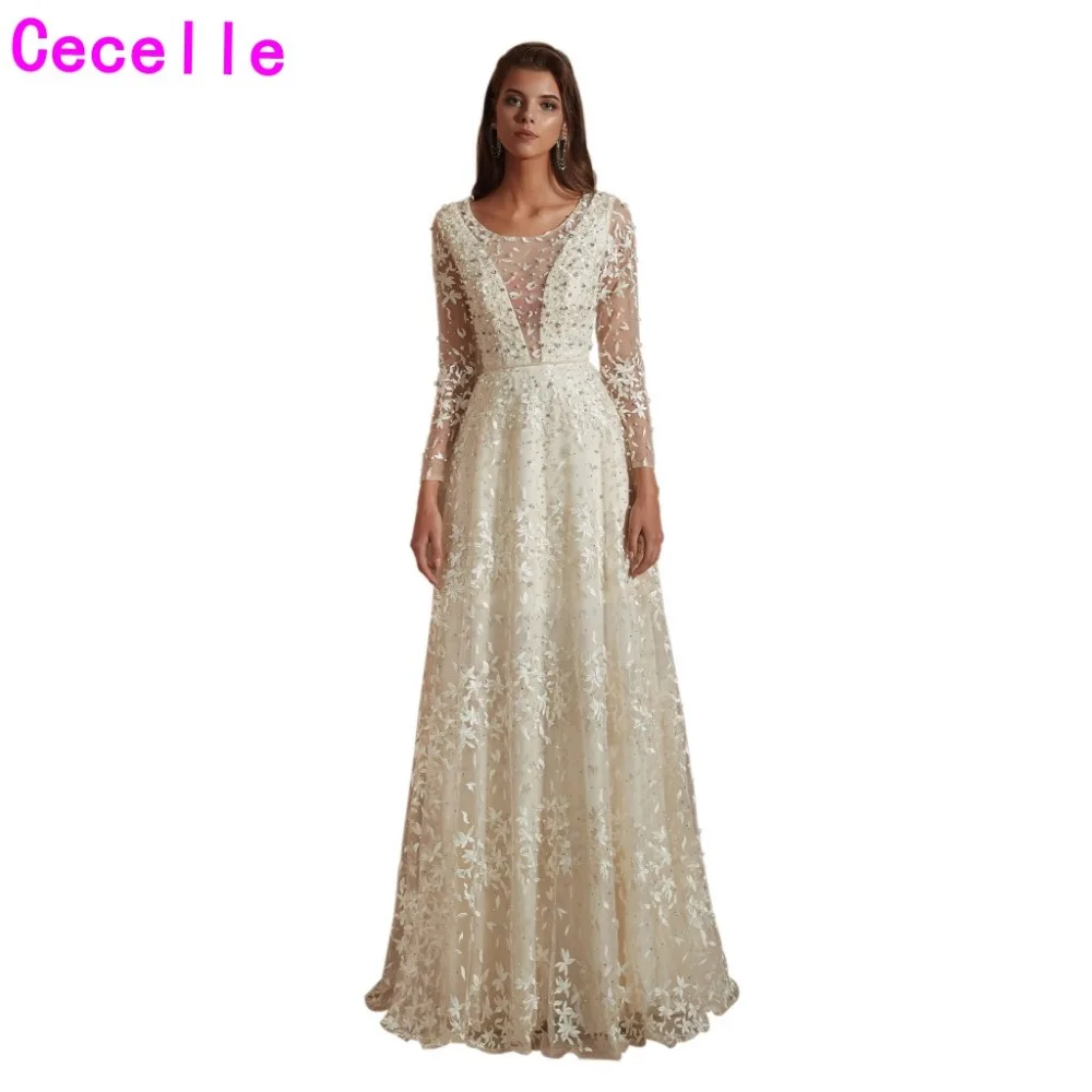 cream long evening dresses