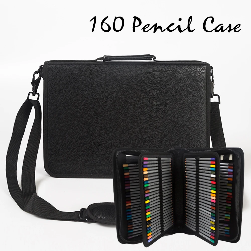 Billige 160 loch Folding PU Leder Schule Bleistifte Fall Große Kapazität Tragbare Bleistift Tasche Für Farbige Bleistift Gel Stift Fall Kunst liefert