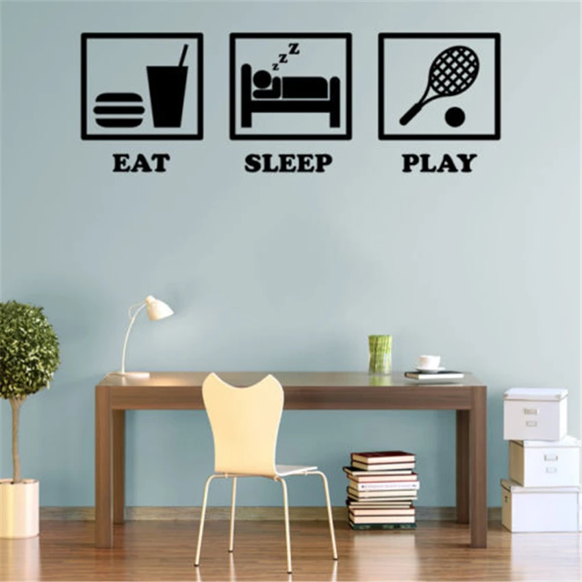 2018 Wall Stickers Neymar Eat Sleep Play Tennis Decals Wall Art Stickers For Kids Rooms Living Room Home Decoration Mural D838