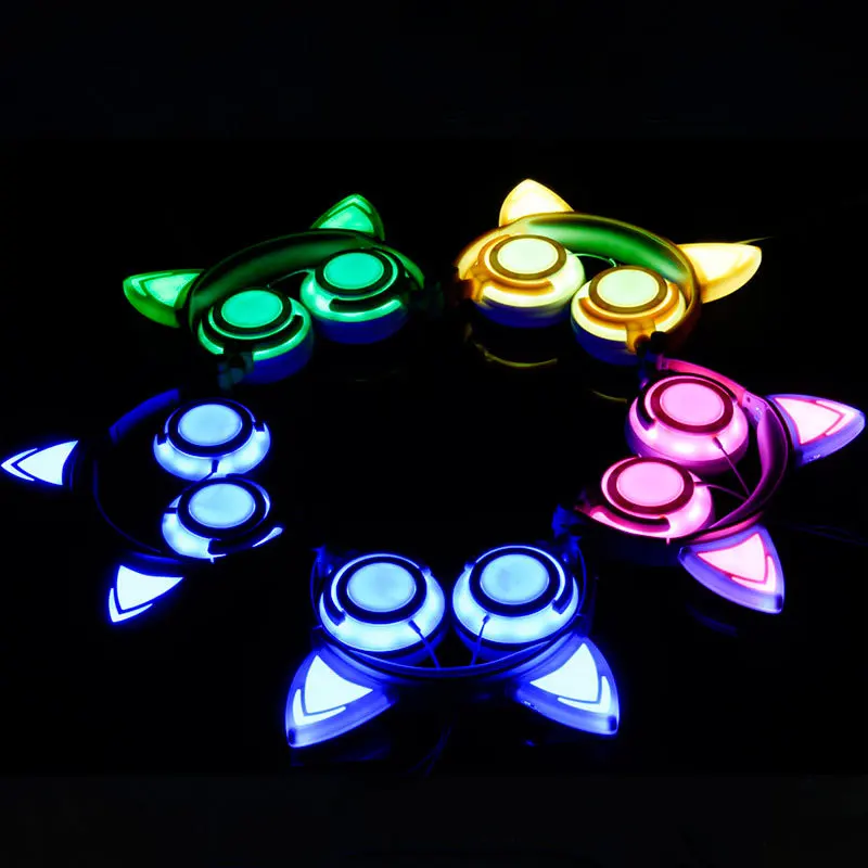 Мультфильм Neko светодиодный вечерние лампы для наушников для девочек детей PC Gamer стерео наушники MP3 гарнитура для смартфона для samsung iPhone sony